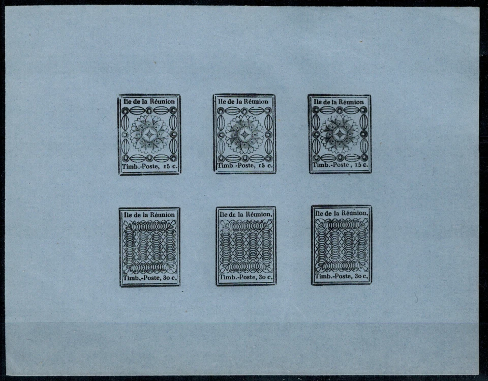 Réunion bloc de 3 timbre N° 1a et 3 timbres N° 2b neuf ** MNH - Photo 1/1