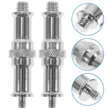 2 Pcs Spigot Stud Studio Light Stand Screw Camera 1/ 4 to 3/ 8 Tripod Adapter