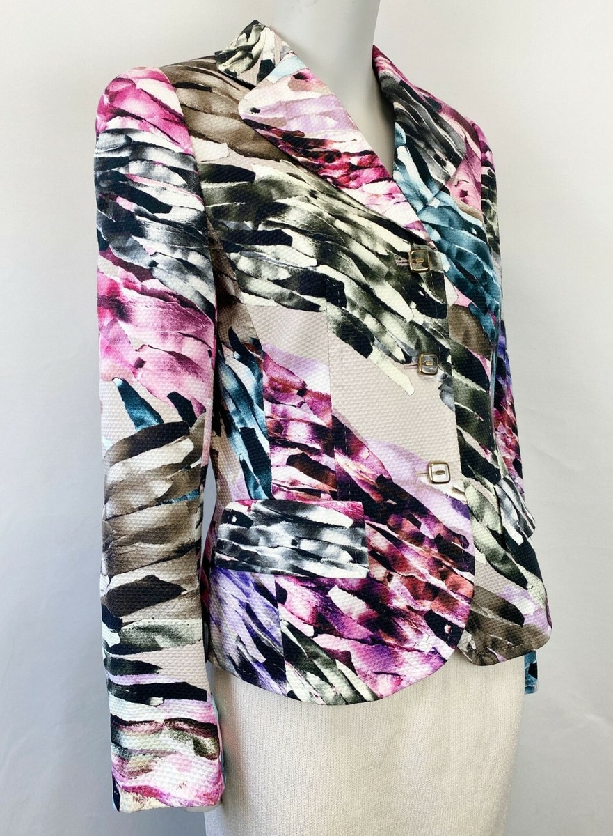 ESCADA / ジャケット/36/コットン ESCADA Jacket Multicolor Abstract Cotton Graphic Single Breasted