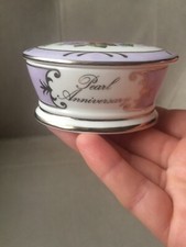 Vintage Polly Anna Fine Bone China Pearl  Anniversary  trinket handmade in UK