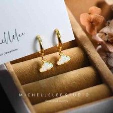 Dangling Opal Cloud Hoop Earrings, Fire Opal Cloud Earrings