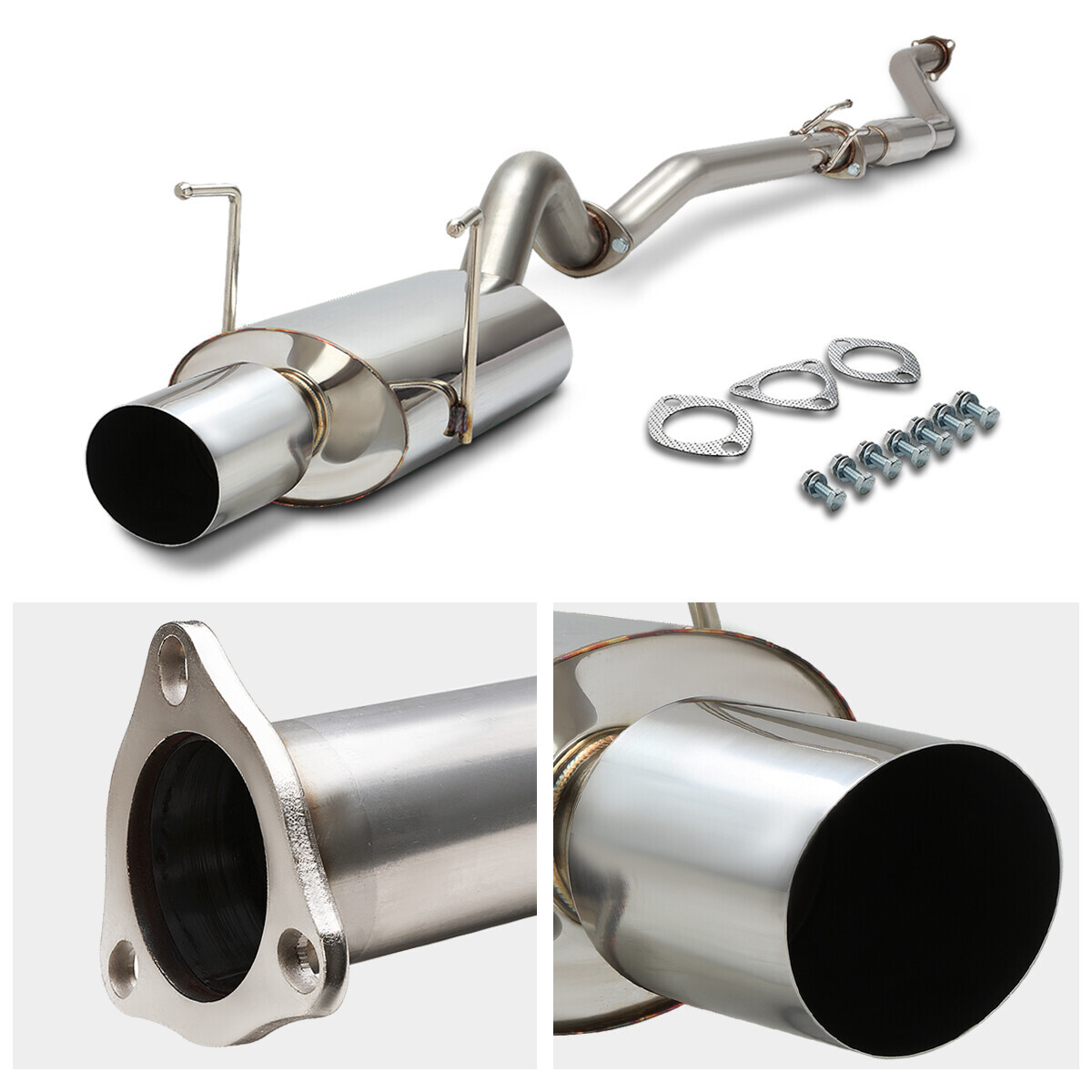 4" SS Oval Muffler Tip Catback Exhaust System for 0205 Honda Civic Si EP3 K20A eBay