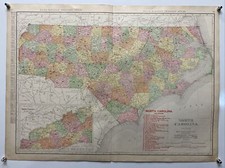 Large Format 1905 COLOR Rand McNally Map Atlas Page 98 99 North Carolina