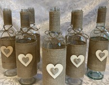 10 X  Rustic decorated Wine Bottles, Ideal For Rustic Wedding centrepieces