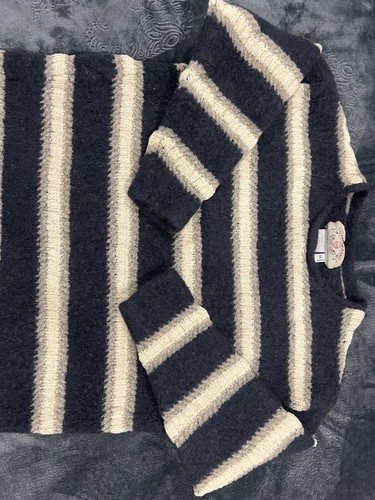 Armani Jeans Wool Blue White Size  Small Sweater Long Mid Sleeve J - Picture 4 of 9