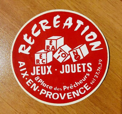 Aufkleber Erholung Spiele Spielzeug AIX-en-PROVENCE Place des Precheurs CPA 1974