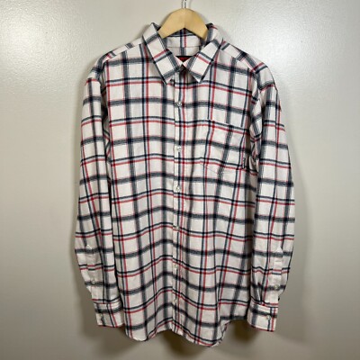 Burton Dry Ride Colombo Flannel Button Down Plaid Shirt Mens Size Large White