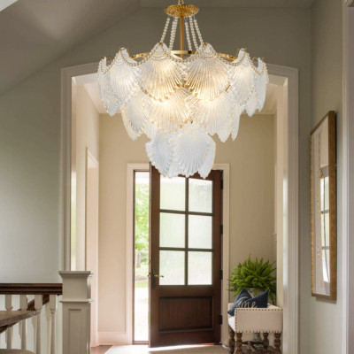 23.62'' gold chain gemstone glass chandelier E14*8 (without light source)