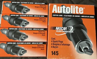 Autolite 145 Nascar Performance Copper Core Spark Plugs Box of 4 New - Old Stock