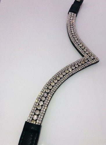 Einzigartiges Rolled Crystal Wave Brow Band für das Reiten von Lack leder mit Re