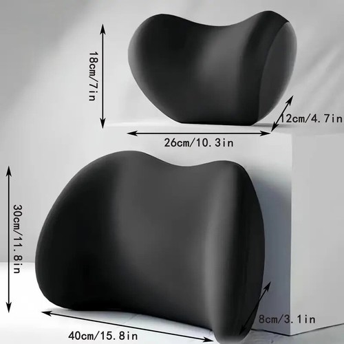 2pcs Memory Foam Car Neck Pillow & Lumbar Support Set For Driver And Passeng-h- - Foto 3 di 17