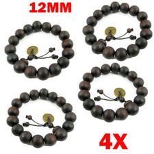 4X 12MM Wooden Men's Buddha Buddhist Prayer Beads Tibet For Mala Bracelet USA