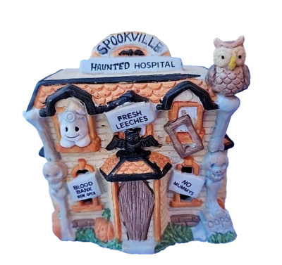 Vintage Spookville Haunted Hospital Whimzical Ceramic Lighted House *No Light*