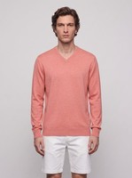 Hackett London Pullover Rosa Kaschmir V-Ausschnitt Gr. L Herren HM702784