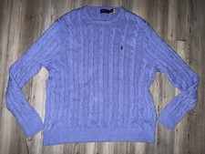 Polo Ralph Lauren Men  s Cable Knit Cotton Crew Neck Sweater XXL Blue