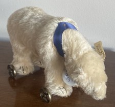 Steiff Polar Bear On Wheels White Mohair 1910 Replica 1999 Club Edition Vintage