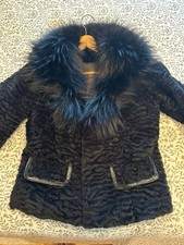 Black Fox Fur Coat with Belt - Vintage S/M