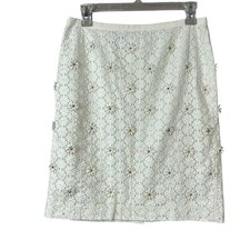 Talbots Daisy Embroidered Off White Skirt Women Sz 4 P