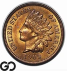 1909 Indian Head Cent Penny, Red Brown, Choice BU++ RB, Final Year of Series!