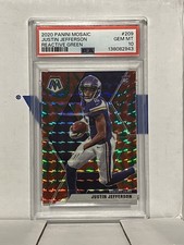 2020 Mosaic Justin Jefferson #209 Reactive Green Rookie Card PSA GEM MINT 10. rookie card picture