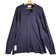 Tyndale FR Henley Shirt Mens XL Navy Blue Flame Resistant Long Sleeve ATPV 10.9