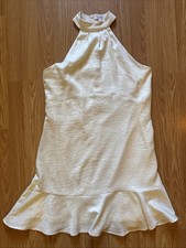 Nine West White Halter Swing Dress Women’s M Ruffle Hem Sleeveless NWOT