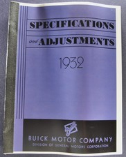 1932 Buick Service Specifications Shop Manual Series 50 60 80 Reprint