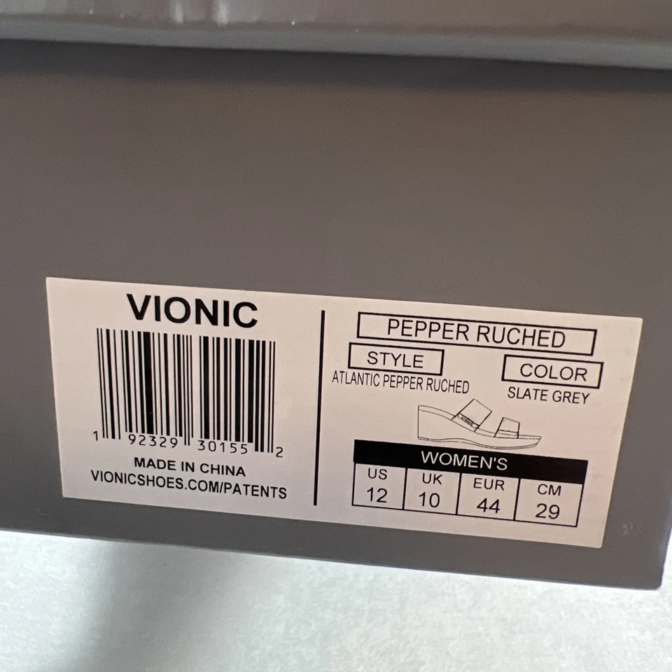 Vionic Women’s Pepper Ruched Cork Wedge Platform Sandals Slate Gray Size 12 - Image 2 of 4