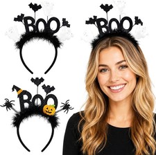 2PCS Halloween Headband Ghost Pumpkin Boo Headband for Women Halloween Hair