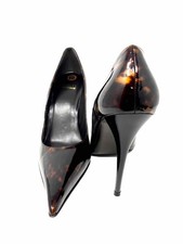 Stuart Weitzman Women's Brown Pointed Patent Leather Tortoise Size 10 Pumps