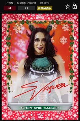 WWE Topps Slam Holiday Collection DIGITAL Stephanie Vaquer Red Legendary 75 cc