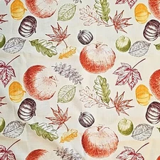 Beautiful Fall Thanksgiving Table Cloth Pumpkins Fall Leaves 82" x 60"