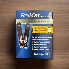 ReliOn Premier Blood Glucose Test Strips 100 Count New 2027/02