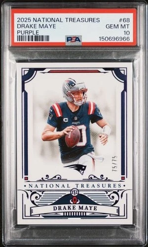 2025 National Treasures Drake Maye Purple #'d 75/75 Patriots * PSA 10 POP 1