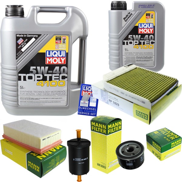 Mann Inspektionspaket 6L Liqui Moly Top Tec 4100 5W-40 FüR Renault Clio 1.6 16V-image