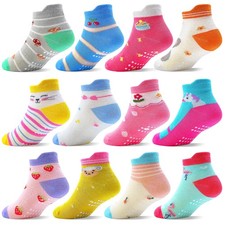 12 Pairs Toddler Socks Grips Anti Slip Ankle 1-7 Years Boys Girls Infant