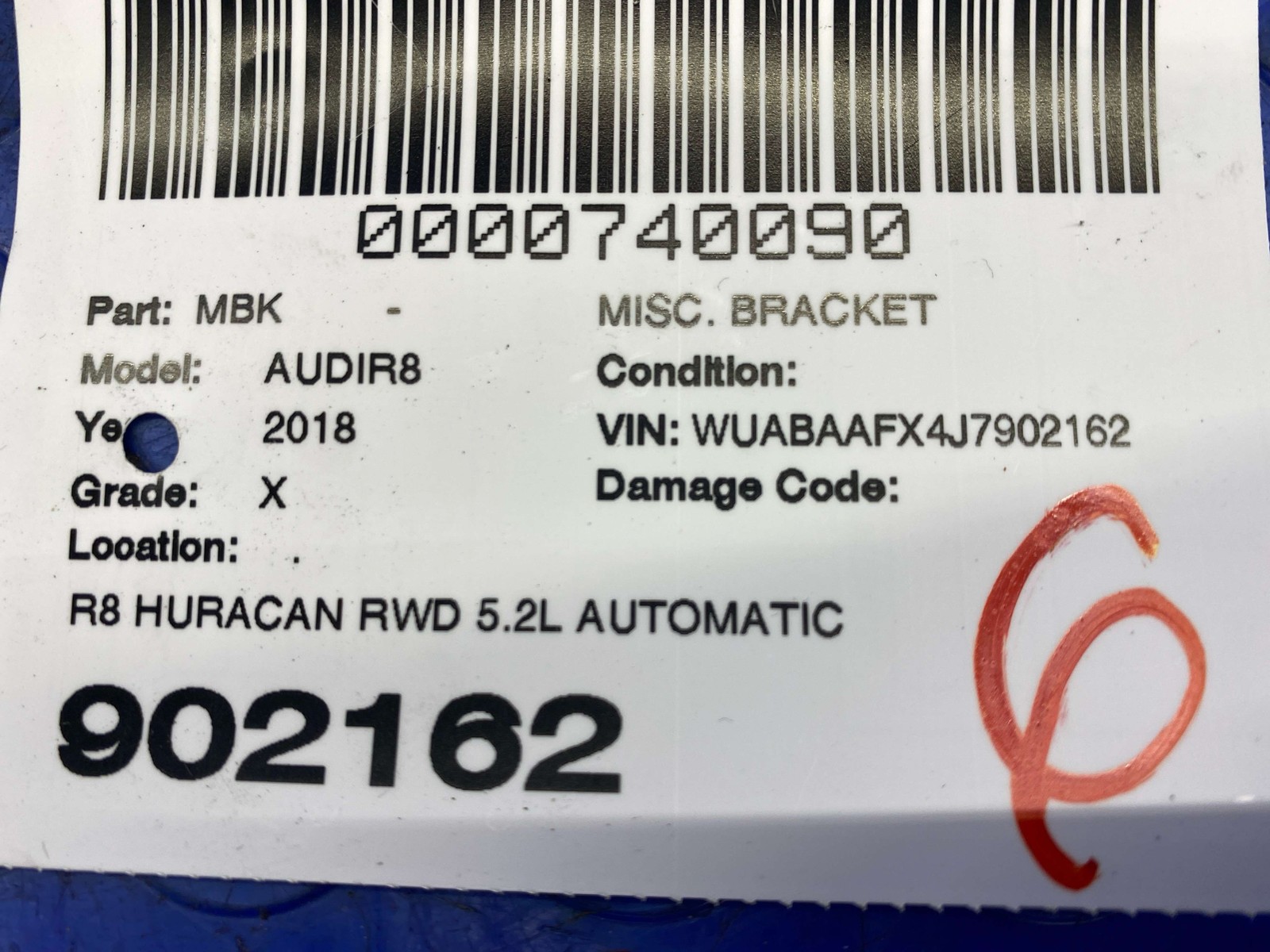 2017-2023 AUDI R8 V10 4S RWS OEM 5.2L AUTOMATIC TRANSMISSION SUPPORT BRACKET