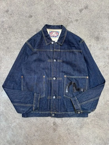 Vintage 1990s Evisu Lot 3700 Type 1 Denim Jacket Maniacs Japanese Indigo Selvedg - product listing photo