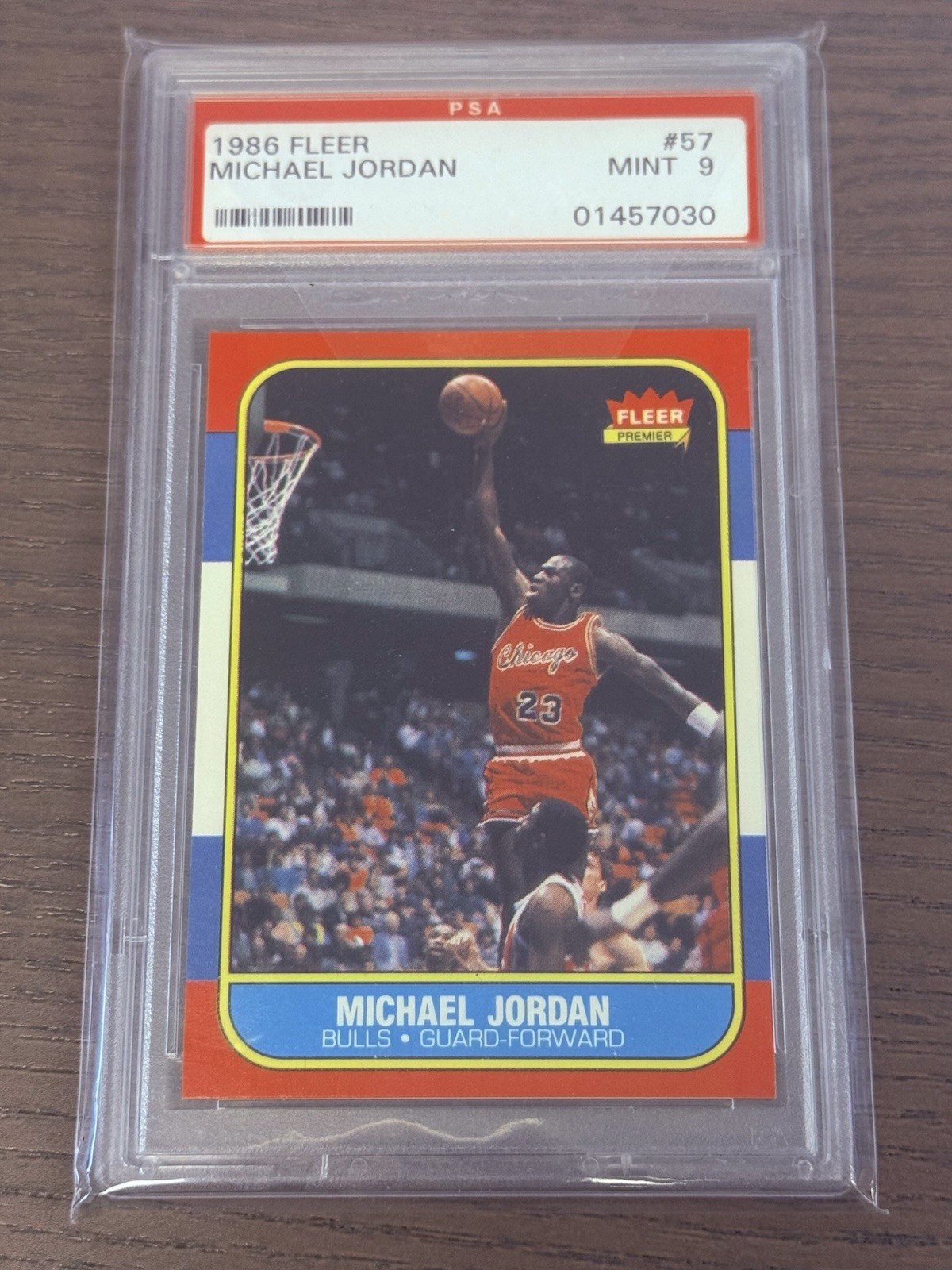 Michael Jordan 1986-87 Fleer Rookie RC #57 Bulls PSA 9 - GOAT view 1