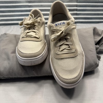Kizik Shoes Mens Size 7.5 Wide Beige Slip On Hands Free Canvas G3FCDPRABW01-2E