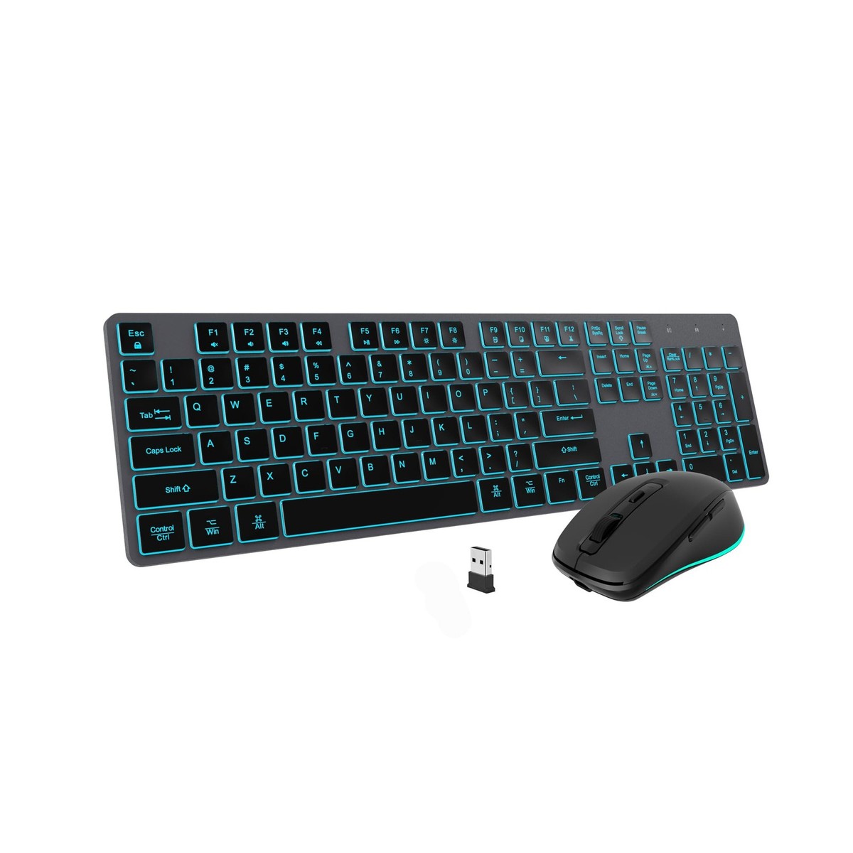 Wireless Keyboard and Mouse Combo 2.4G USB Full Size Space Gray