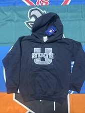 NWT Youth Medium 7/8 Utah State Aggies Champion Brand Pullover Navy Hoodie
