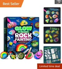 All-in-One Glow-in-the-Dark Rock Painting Set - Perfect Christmas Gift for Kids