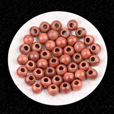 50pcs Natural Gold Sand Stone Round Big Hole Beads Jewelry Making 14mm Hole 5mm