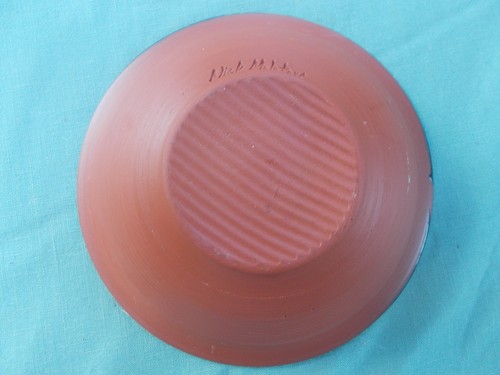 Nick Molatore Portland Oregon Studio Pottery 1/2 Glazed 1/2 Raw Bowl Stoneware - Picture 3 of 4
