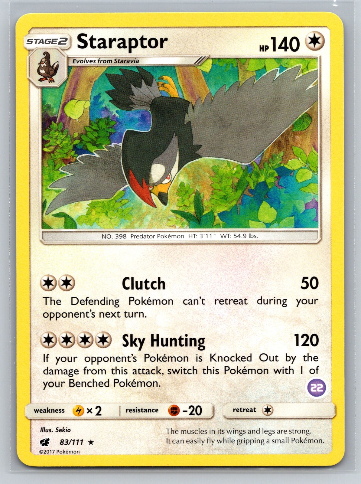 Staraptor 83/111 Sky Hunting Clutch Stage 2 Colorless Pokemon TCG Rare Card