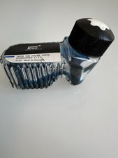 Vintage Montblanc 50ml glass ink bottle in a distinctive shoe-shaped design.