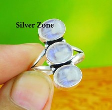 Rainbow Moonstone Ring  925 Sterling Silver  Women's Ring  SZ 5-13