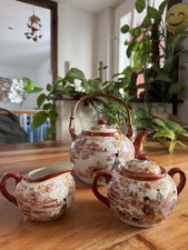 Japanisches Teeservice hauchd&uuml;nnes Porzellan handbemalt 21-teilig