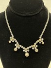 Vintage Kramer of NY Designer Signed Clear Rhinestone Glam Silver Tone Necklace